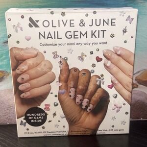 Olive & June Nail Gem Kit DIY 259 Gems Rhinestone Applicator Precision Glue NEW
